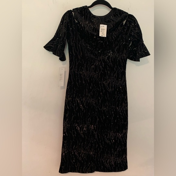 Teri Jon by Rickie Freeman Sequin Evening Gown Cocktail Glam New Years 6 Black - Picture 2 of 16